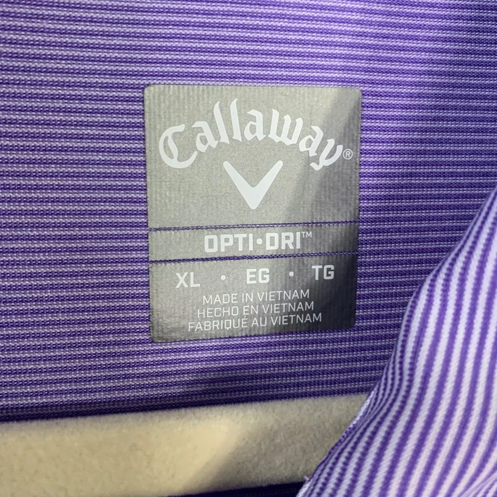 Callaway Opti-Dri purple thin stripe short sleeve golf polo shirt. Size‎ XL